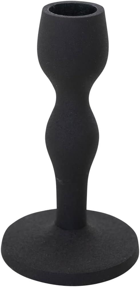 Creative Co-Op Textured Metal Taper Candle Holder, Black | Amazon (US)