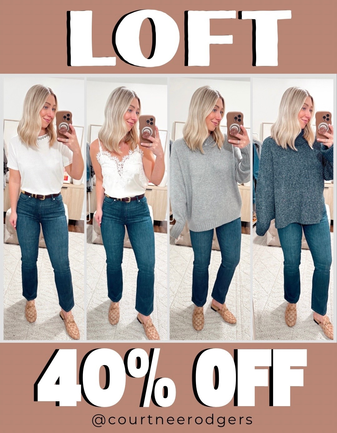 Loft 40% OFF! ✨
1. Top size XS (runs big)
2. tank size XS (runs big)
3. Grey sweater size XS (runs big)
4. Navy sweater I sized up to a large for an oversized fit 
👖 run big, normally size 27, I have size 26 in these

Loft, new arrivals, sweaters, winter fashion 

#LTKHoliday #LTKFindsUnder50 #LTKGiftGuide