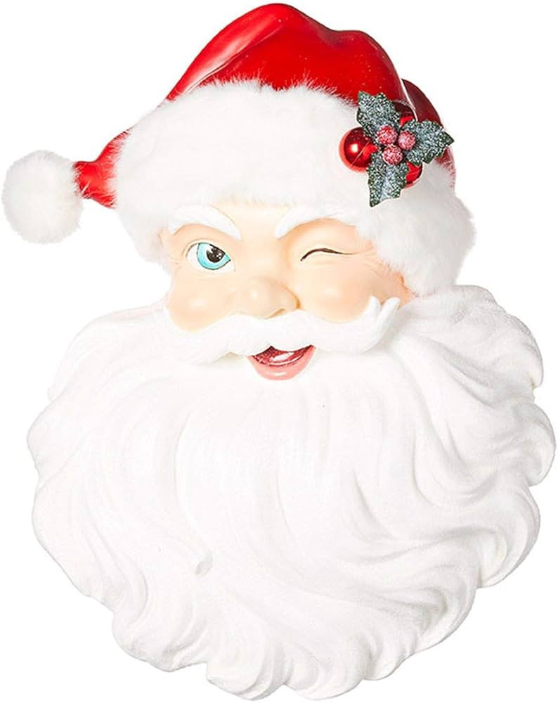 RAZ Imports Happy Hollydays 18" Santa Face Wall Art | Amazon (US)