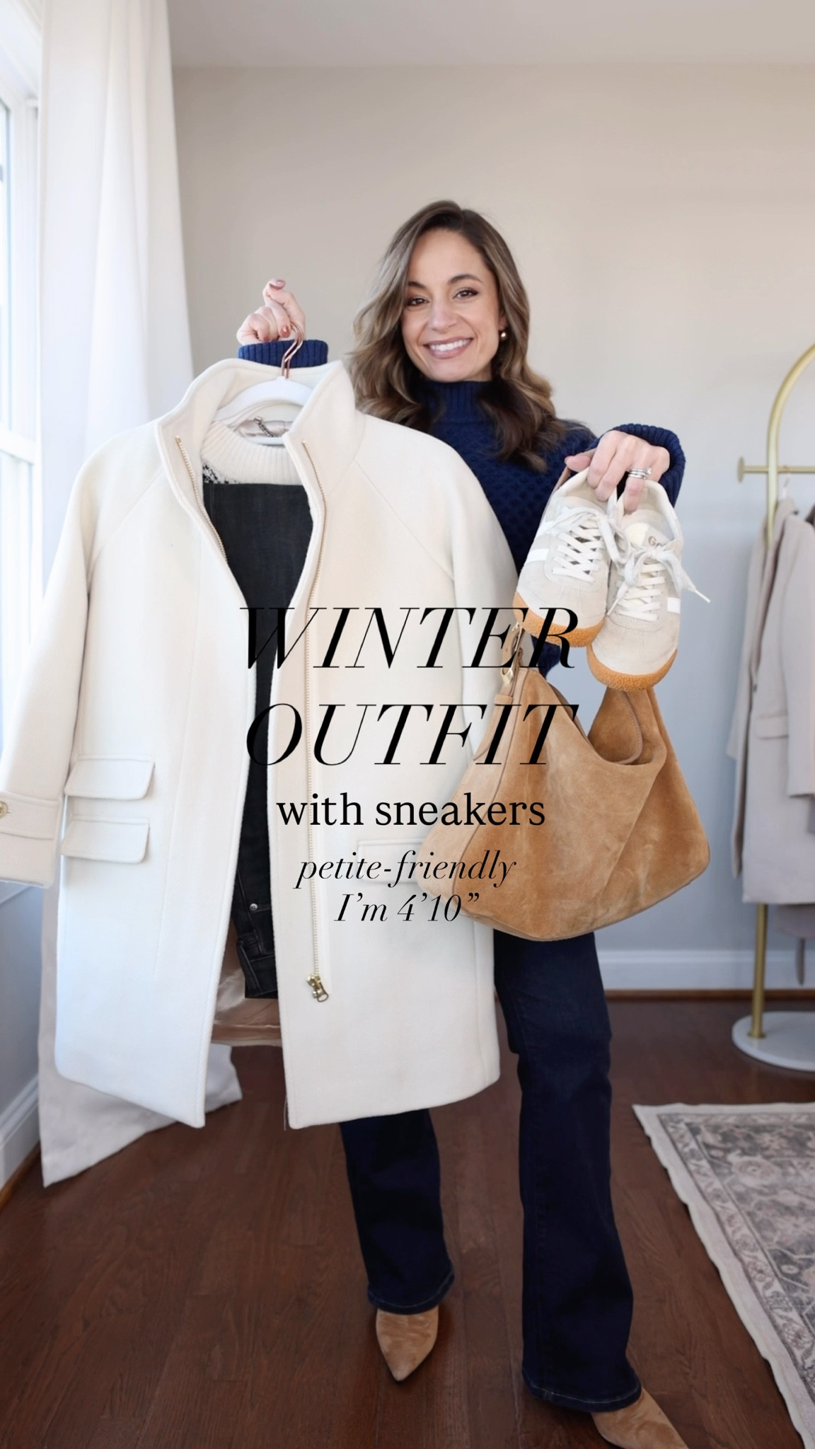 A winter outfit with sneakers! 

50% off everything at J.Crew - the biggest sale you’ll see all year. 

Slim Wide Jeans: Petite 24 - tts, 10.25” rise, 27” inseam (in petite 24) 
Short Toscana Coat: Petite 00 in natural 
White Fair Isle Sweater: XXS

(sneakers outfit, casual outfit, winter outfit, petite fashion) 

#LTKPetite #LTKCyberWeek