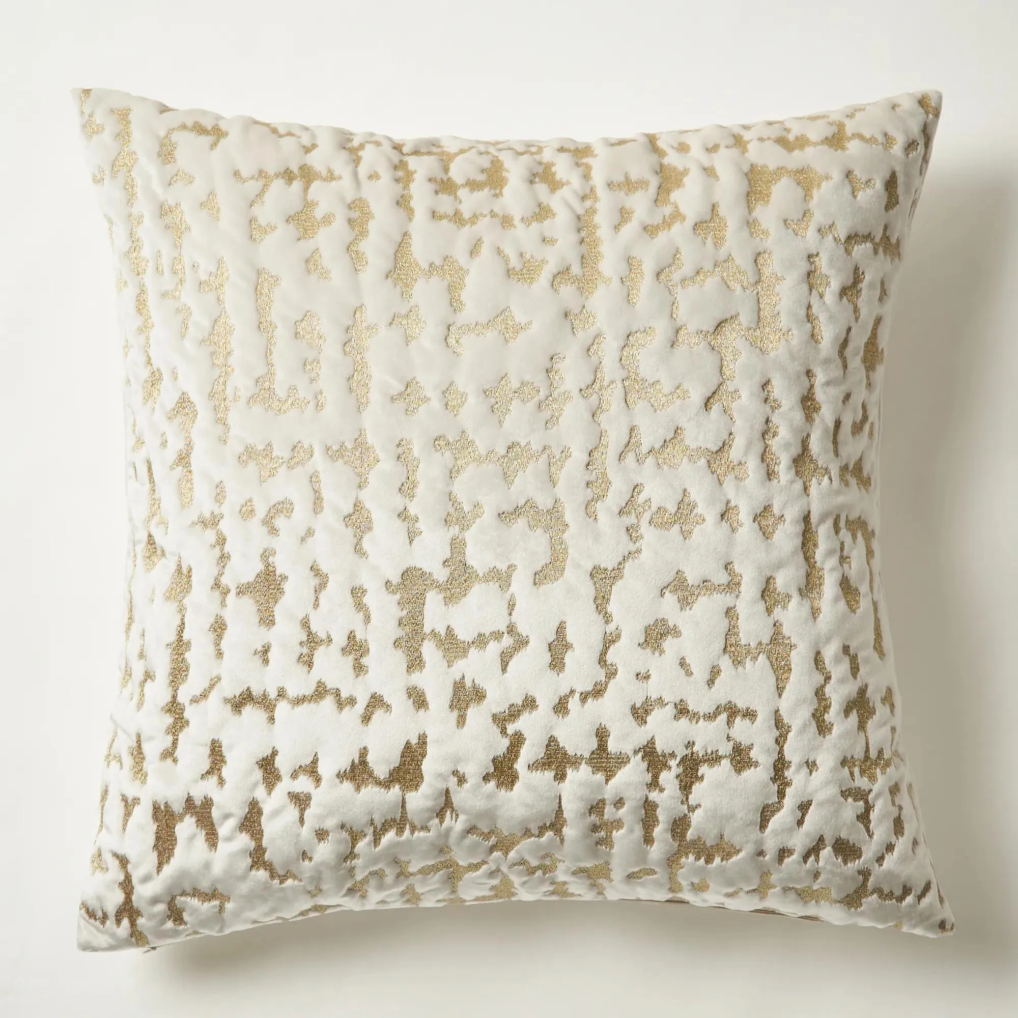 Solenne Pillow 22" | Ivory Gold | Patterned Pillows | Z Gallerie | 22"X22" | 100% polyester velvet | Z Gallerie