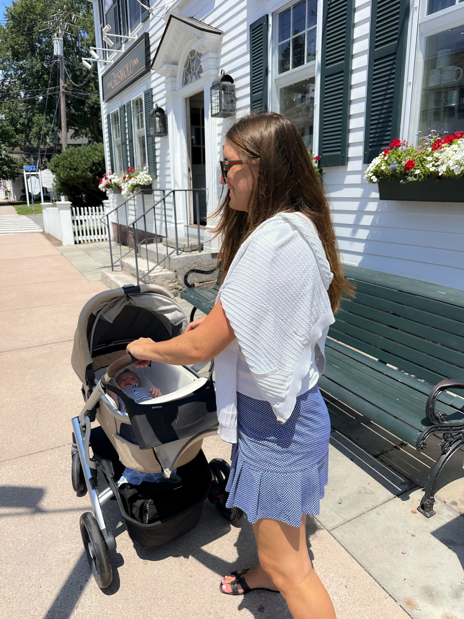 Walking around CT 3 months postpartum! Wearing a size large in J McLaughlin skirt (normally would be a size medium)!

Sweater is an old Ralph Lauren, but Aritzia has a super similar one, with a full length zipper!

#LTKActive #LTKTravel #LTKSeasonal