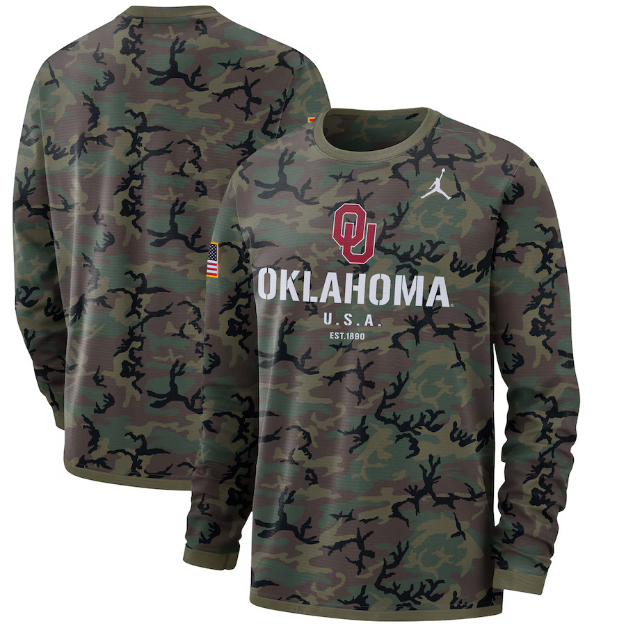 Oklahoma Sooners Jordan Brand Military Appreciation Performance Long Sleeve T-Shirt - Camo | Fanatics