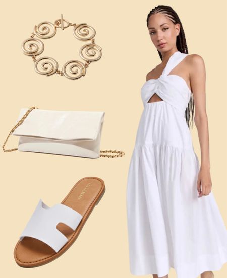 A.L.C.
Aubrey Dress

KOLILI Womens Flat Slide Sandals, Summer Fashion Sandals, Comfy Style | Warm-weather Favorite

Statement Swirl Bracelet

Rei Leather Bag, Beige

#LTKfit #LTKU #LTKstyletip