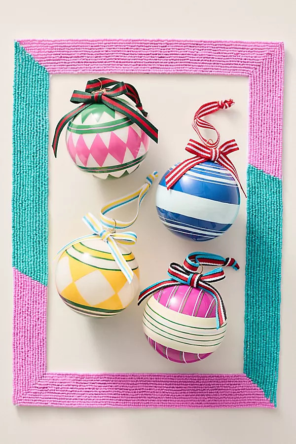 Colorful Glass Ornaments, Set of 4 | Anthropologie (US)