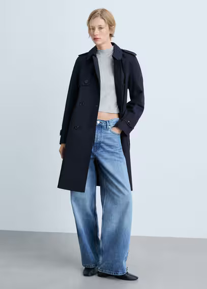 Classic trench coat with belt dark navy - Women - L - MANGO | Mango (US/MX/AU)