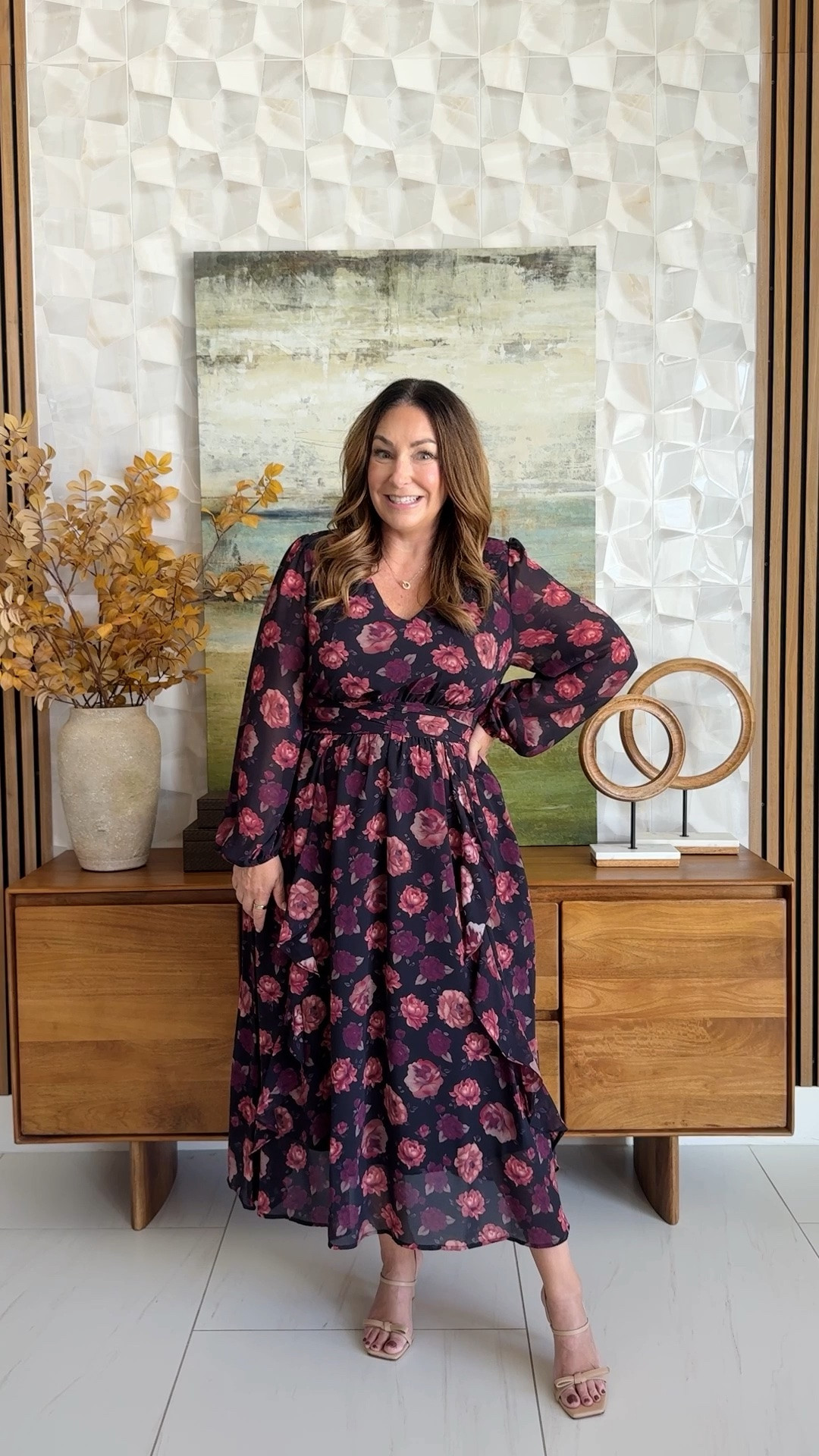 This dress is giving all the romantic fall vibes without feeling too dressy. Add a simple sandal and you are on your way! 🤎 Wearing tts, L

#LTKSeasonal #LTKOver40 #LTKMidsize