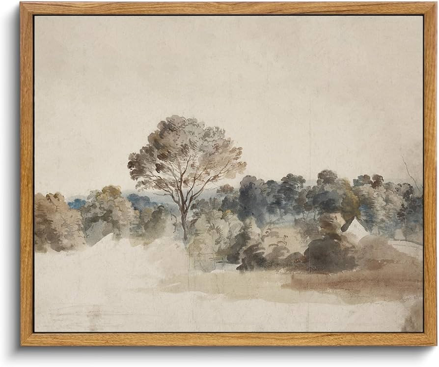 KBKBART Framed Vintage Neutral Wall Art Prints, Antique Rustic Muted Landscape Canvas Painting, R... | Amazon (US)