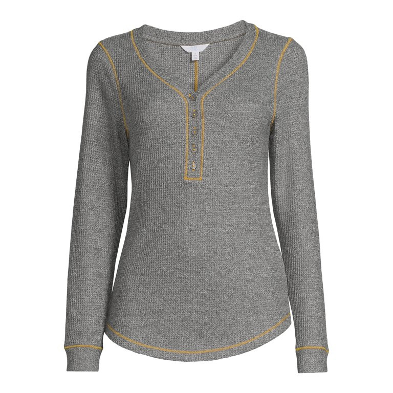 Time and Tru Women's Long Sleeve Henley Top | Walmart (US)