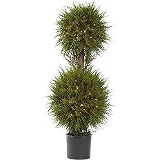 Nearly Natural 5916 Cedar Double Ball Topiary with Lights, 40-Inch, Green | Amazon (US)