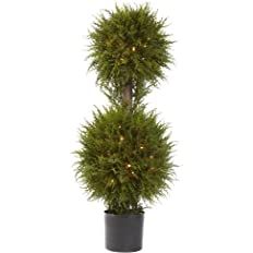Nearly Natural 5916 Cedar Double Ball Topiary with Lights, 40-Inch, Green | Amazon (US)