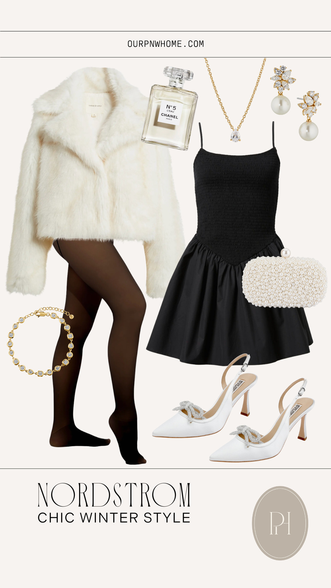 Chic winter style finds from Nordstrom!

Holiday party look, New Year's Eve party looks, New Year's Eve outfit, little black dress, LBD, holiday party outfit, bow heels, white pumps, high heeled shoes, fleece lined leggings, fleece tights, diamond bracelet, pearl earrings, diamond necklace, pendent necklace, faux fur coat, white coat, luxe looks, winter fashion, winter outfit, winter style, winter looks, perfume, pearl clutch, white clutch 

 #LTKHoliday #LTKootd #LTKSeasonal