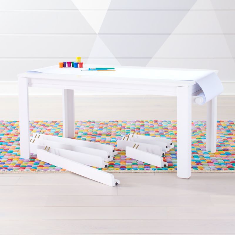 Large White Adjustable Kids Table, Leg Set and Paper Roll + Reviews | Crate & Kids | Crate & Barrel