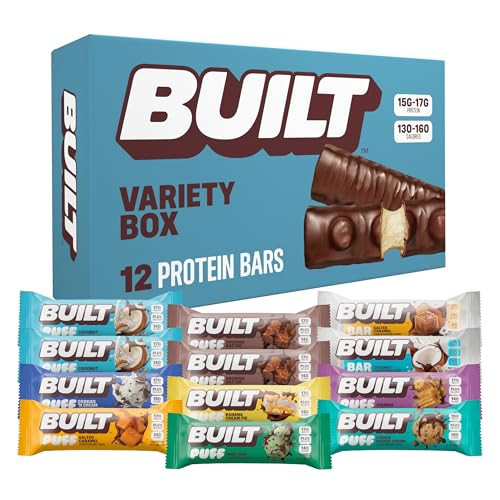 Built Protein Bars Variety Pack, High Protein Bars, On-the-go Snacks, Breakfast Bar, Mixed Sampler: 12 Pack | Amazon (US)