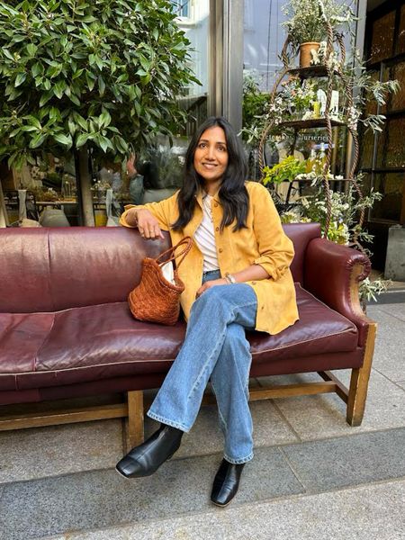 Sezane yellow jacket, spring outfit, Arket tshirt, boyfriend jeans, blue jeans, by far boots, black boots, casual outfit, transitional style, dragon diffusion bag 

#LTKSeasonal #LTKstyletip #LTKeurope