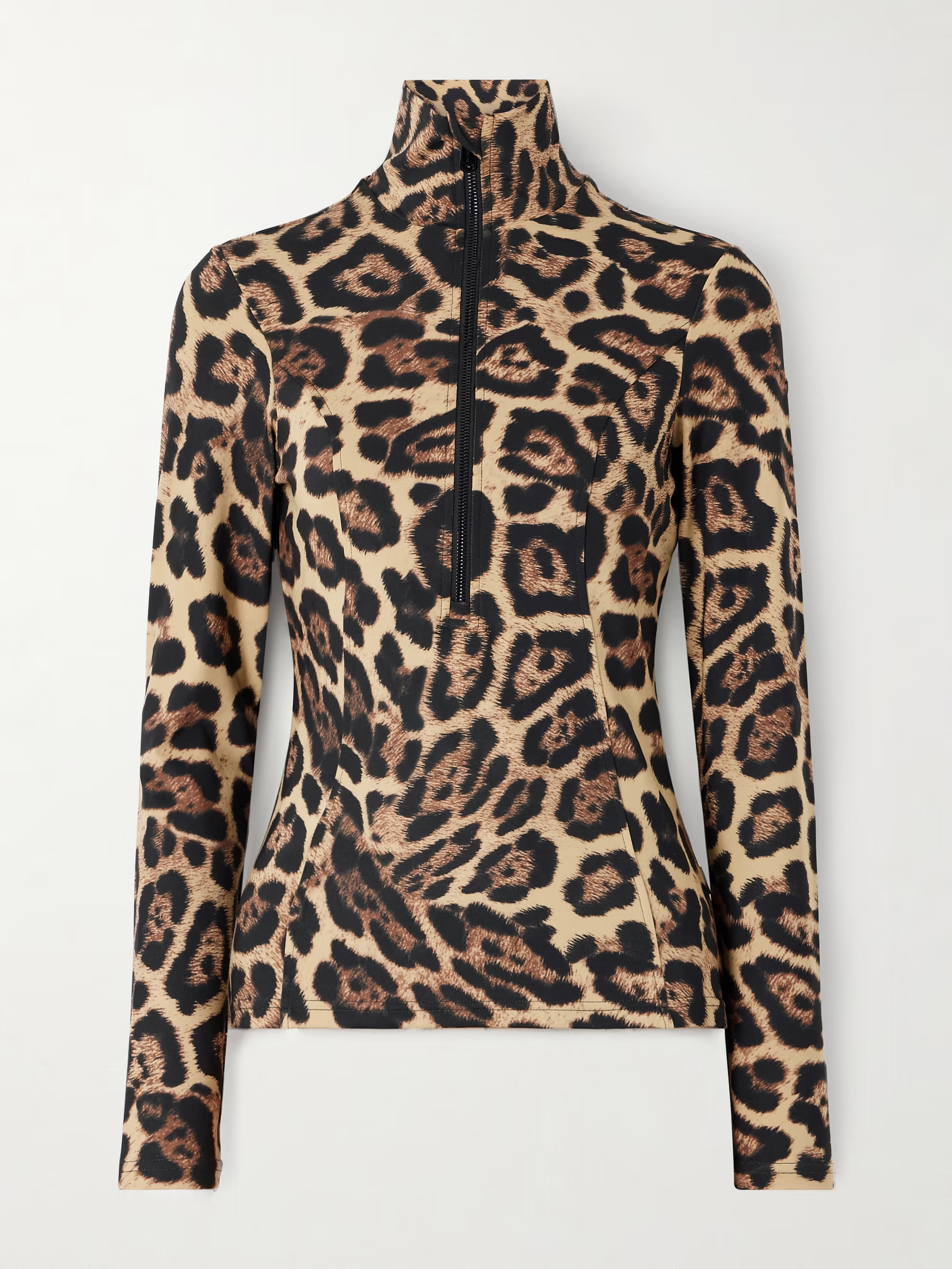 Leona leopard-print stretch recycled-jersey half-zip top | NET-A-PORTER (UK & EU)