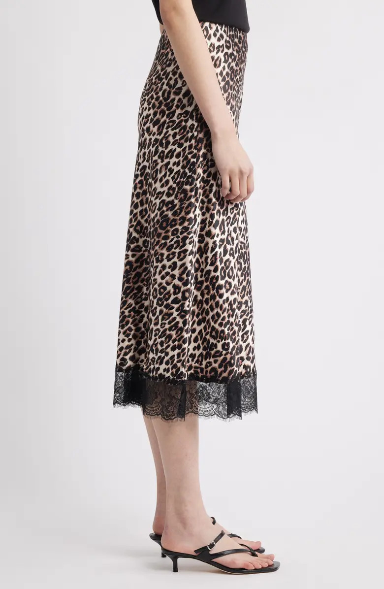 Rails Ebony Leopard Print Lace Satin Skirt | Nordstrom | Nordstrom