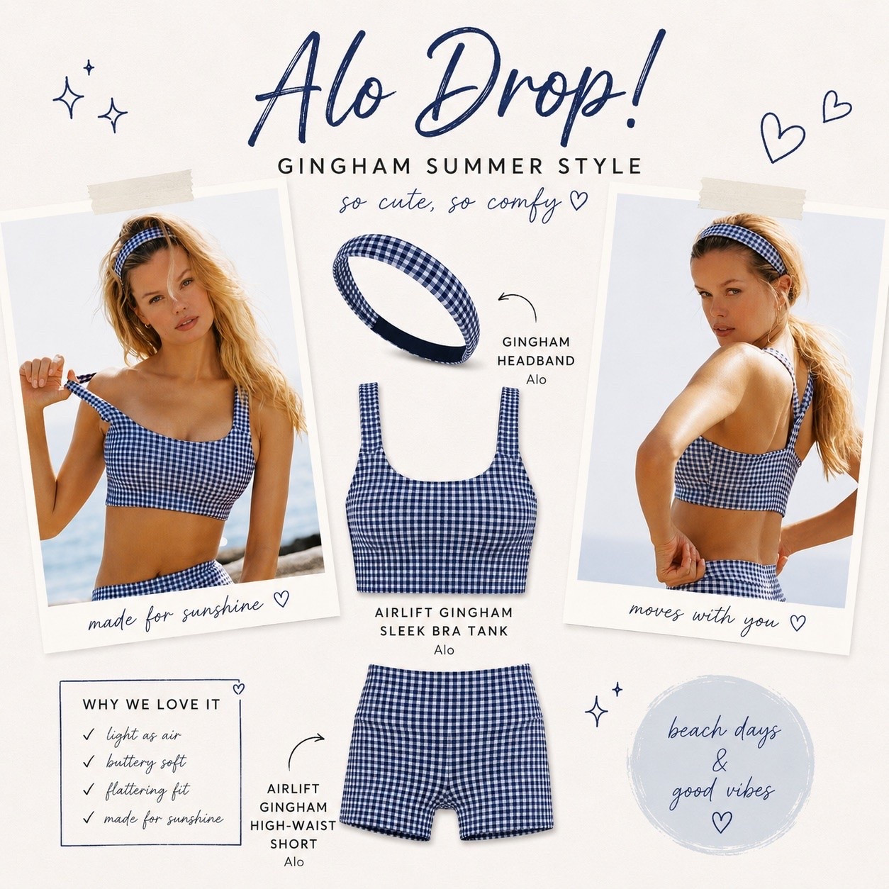 Currently obsessed with this new gingham set. 💙 The Airlift fabric is so flattering, and the matching headband is the cutest finishing touch. Everything is linked in my LTK! #athleisure #alo

#LTKfitnessgoals #LTKActive #LTKPetite