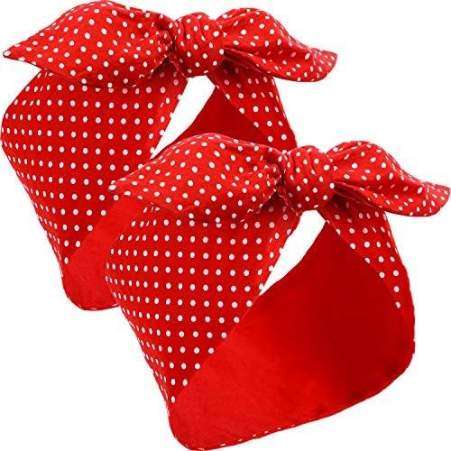 2 Pieces Rosie The Riveter Headband Red Polka Dot Headband Bandana Headband 50s Costume Hair Acce... | Amazon (US)