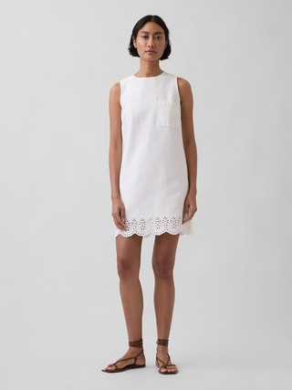 Eyelet Hem Mini Shift Dress | Gap (CA)