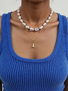Baroque Pearl Choker Necklace for Women Chunky Pearl Necklaces Toggle Necklaces Trendy Jewelry Gi... | Amazon (US)