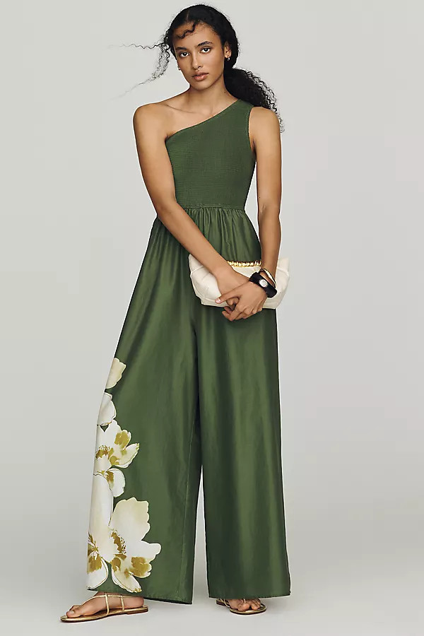 Cotton One-Shoulder Palm Jumpsuit | Anthropologie (US)