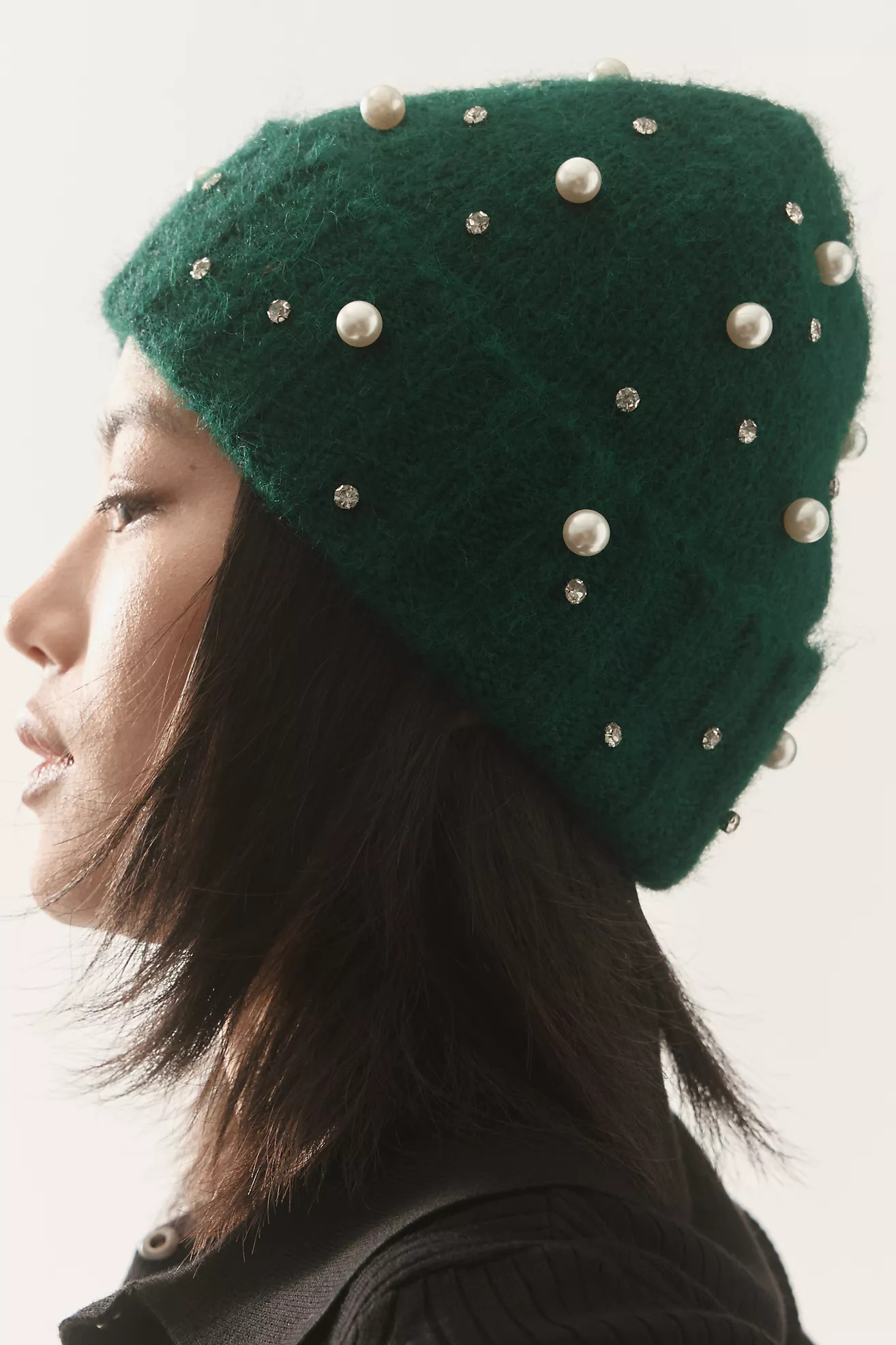 Maeve Embellished Pearl Brushed Beanie | Anthropologie (US)