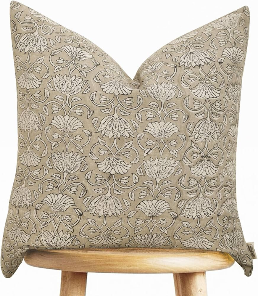 Handmade Block Print 100% Thick 20" x 20" Cotton Accent Throw Cushion Cover with Zipper-Pillowcas... | Amazon (US)