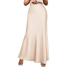BTFBM Women's Spring Summer Skirt 2024 Silk Elegant High Waist Cocktail Party Wedding Mermaid Hem... | Amazon (US)