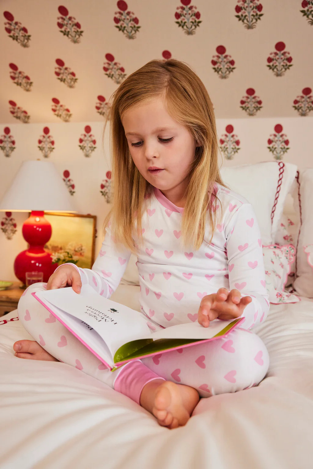 Kids Long-Long Set in Darling Pink Heart | Lake Pajamas