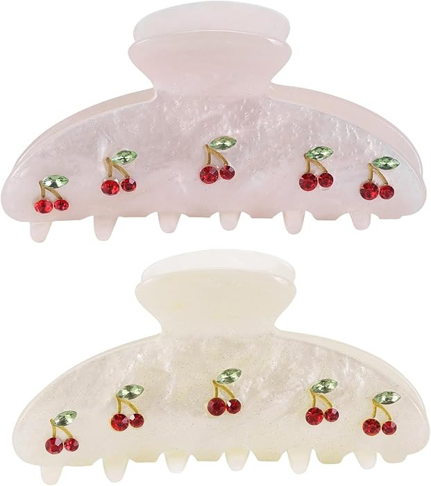 2PCS Cherry Hair Clips for Women Girls – Kawaii Fruit Medium Unique Claw clips, Trendy Handmade... | Amazon (US)