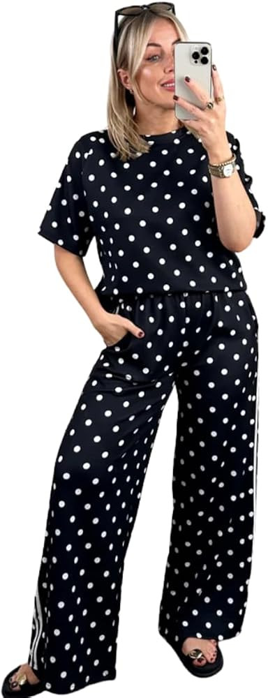 Polka Dot Women’s Track Co-Ord Set – Matching Two Piece Outfit, Casual Lounge Tracksuit 8-16 ... | Amazon (UK)