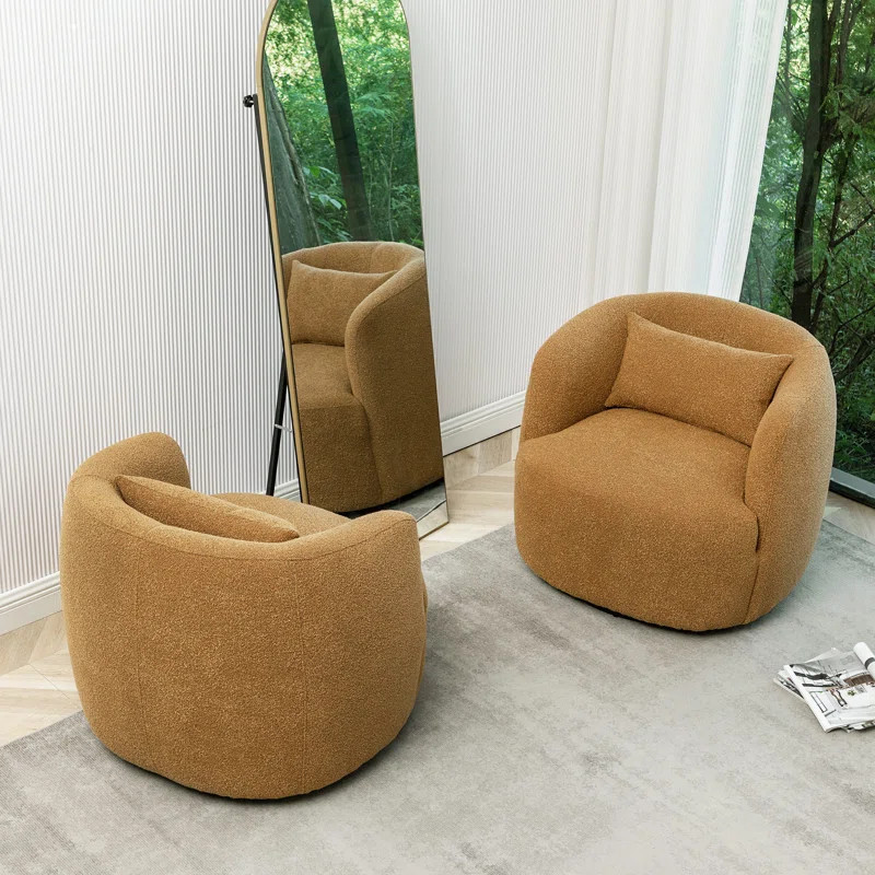 Armetta 34" Wide Boucle Upholstered Swivel Armchair | Wayfair North America