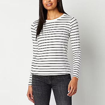 a.n.a Womens Crew Neck Long Sleeve T-Shirt | JCPenney