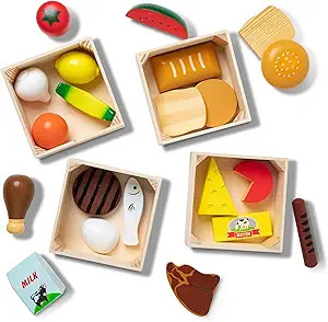 Melissa & Doug Food Groups - 21 Wooden Pieces and 4 Crates, Multi - Play Food Sets For Kids Kitch... | Amazon (US)