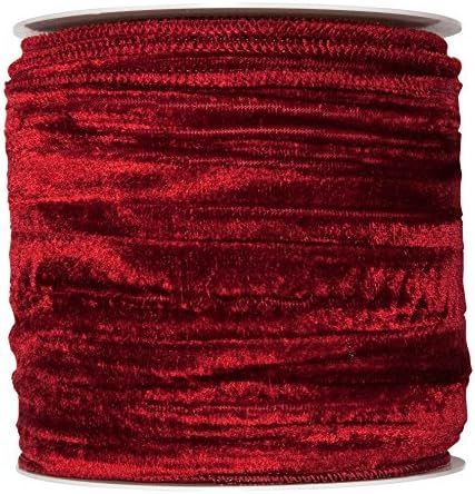 Floristrywarehouse Wine Red Christmas Crushed Velvet Fabric Ribbon 4 inches Wide on 9 Yards roll. Wi | Amazon (US)