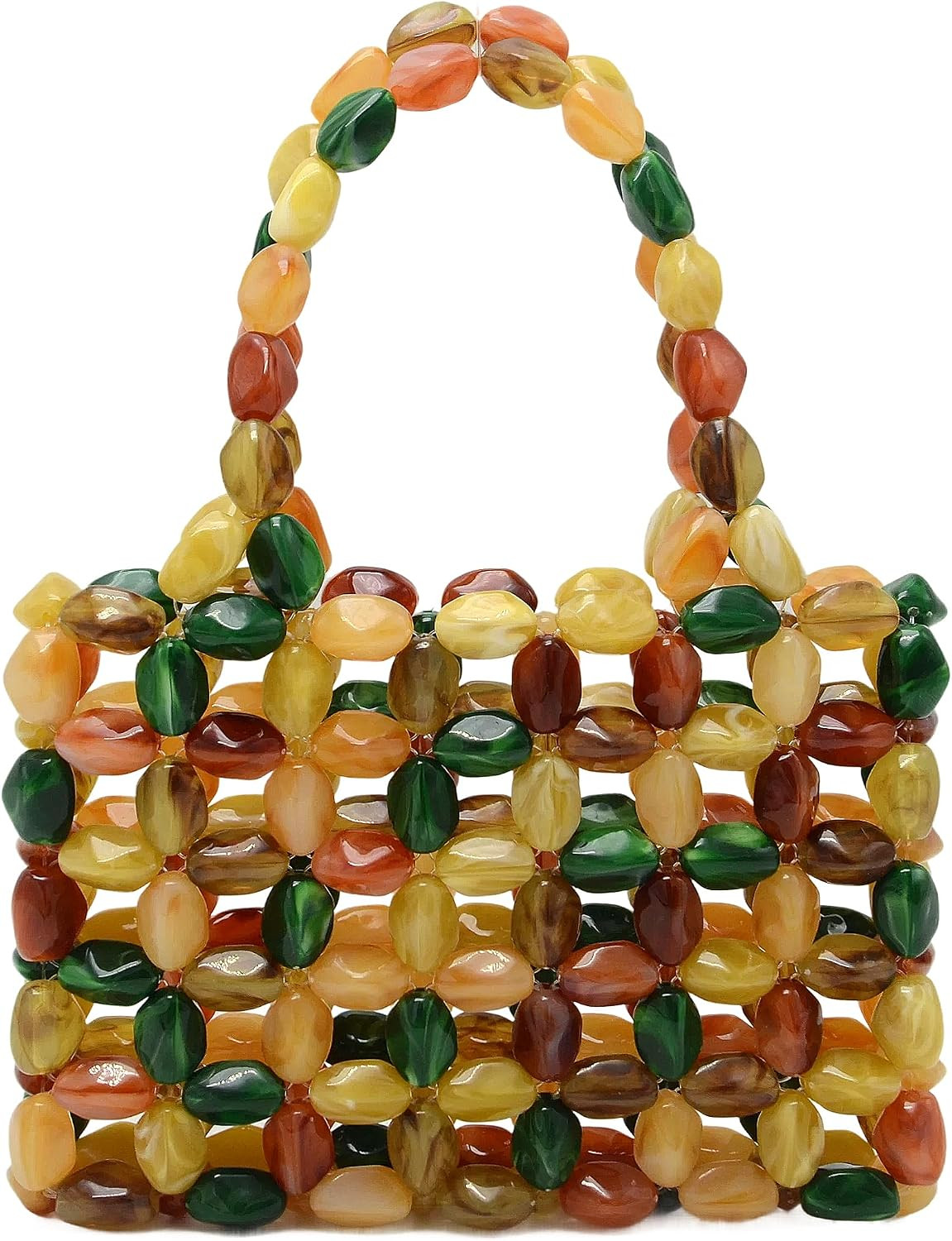 Miuco Women Multicolor Stone look Acrylic Beaded Handbag Handmade | Amazon (US)