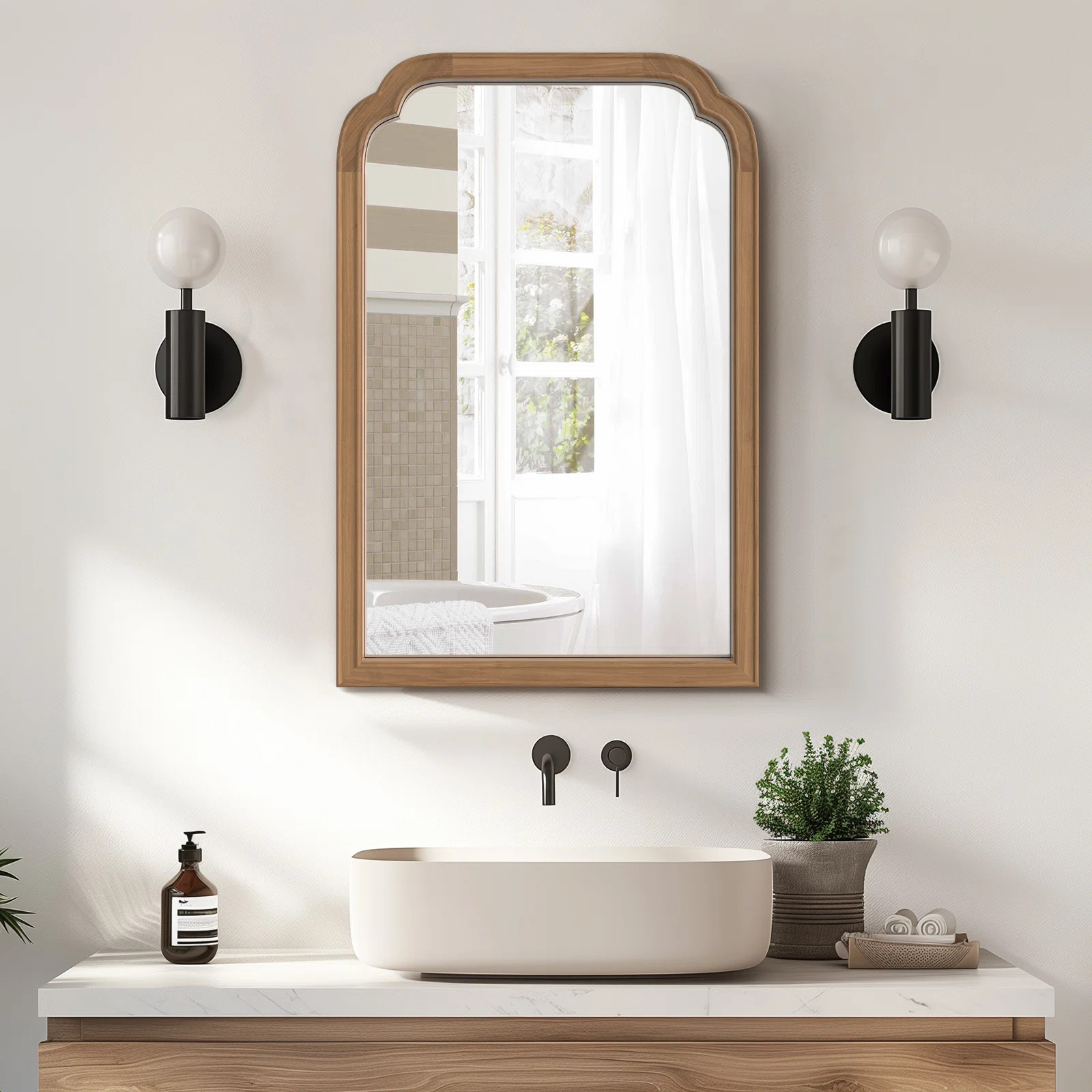 Ancalin Wood Accent Wall Mirror for Bathroom Bedroom Decorative Mirror | Wayfair North America