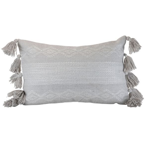 Diamond Pattern Hand Woven 14x22" Outdoor Decorative Throw Pillow with Hand Tied Tassels - Foresi... | Target