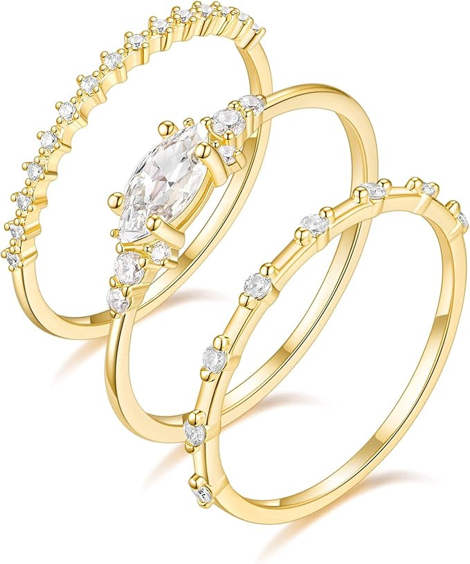 Amazon.com: TIGRADE 1.5mm 14K Gold Plated Stacking Rings for Women Girls Fashion Knuckle Thin Gol... | Amazon (US)