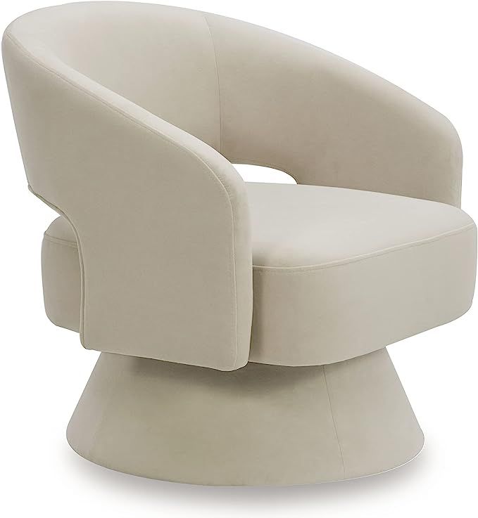 CHITA Swivel Accent Chair Armchair, Velvet Barrel Chair for Living Room Bedroom, Creamy Grey | Amazon (US)