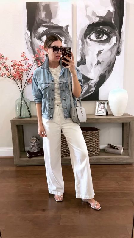 A simple white look with a denim jacket for lunch today! 

#LTKfindsunder100 #LTKshoecrush #LTKxMadewell