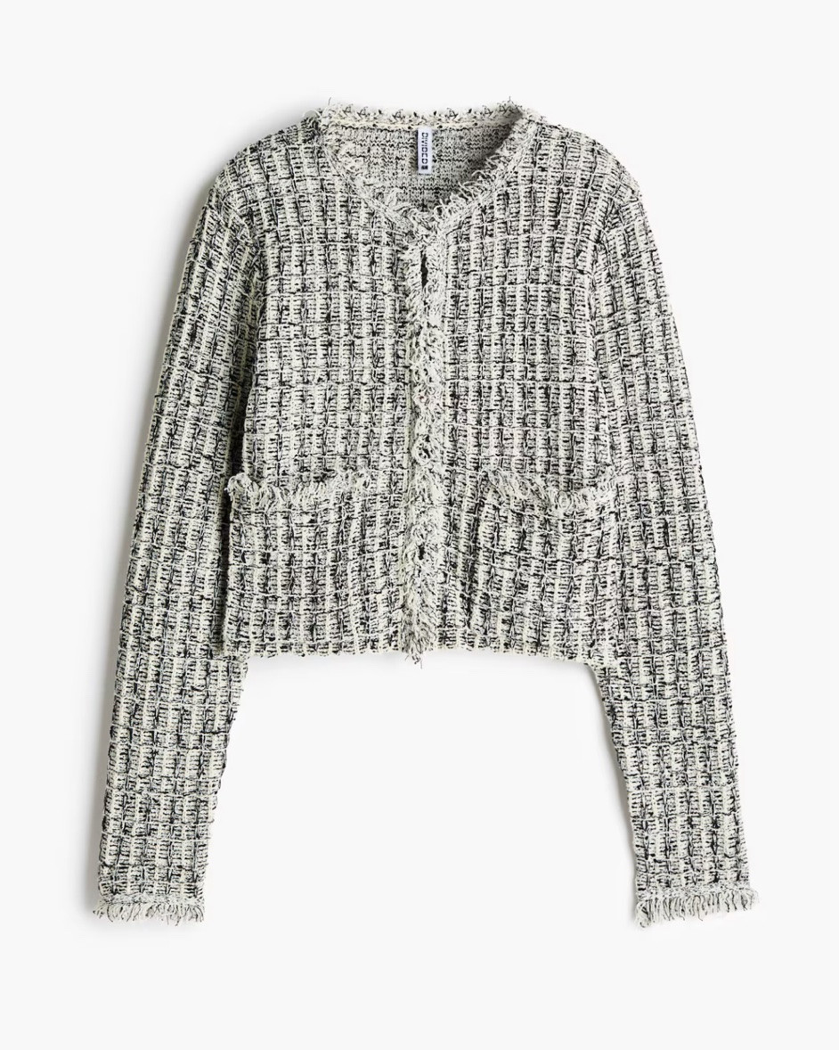 Tweed boucle fringe detail jacket

#LTKSeasonal