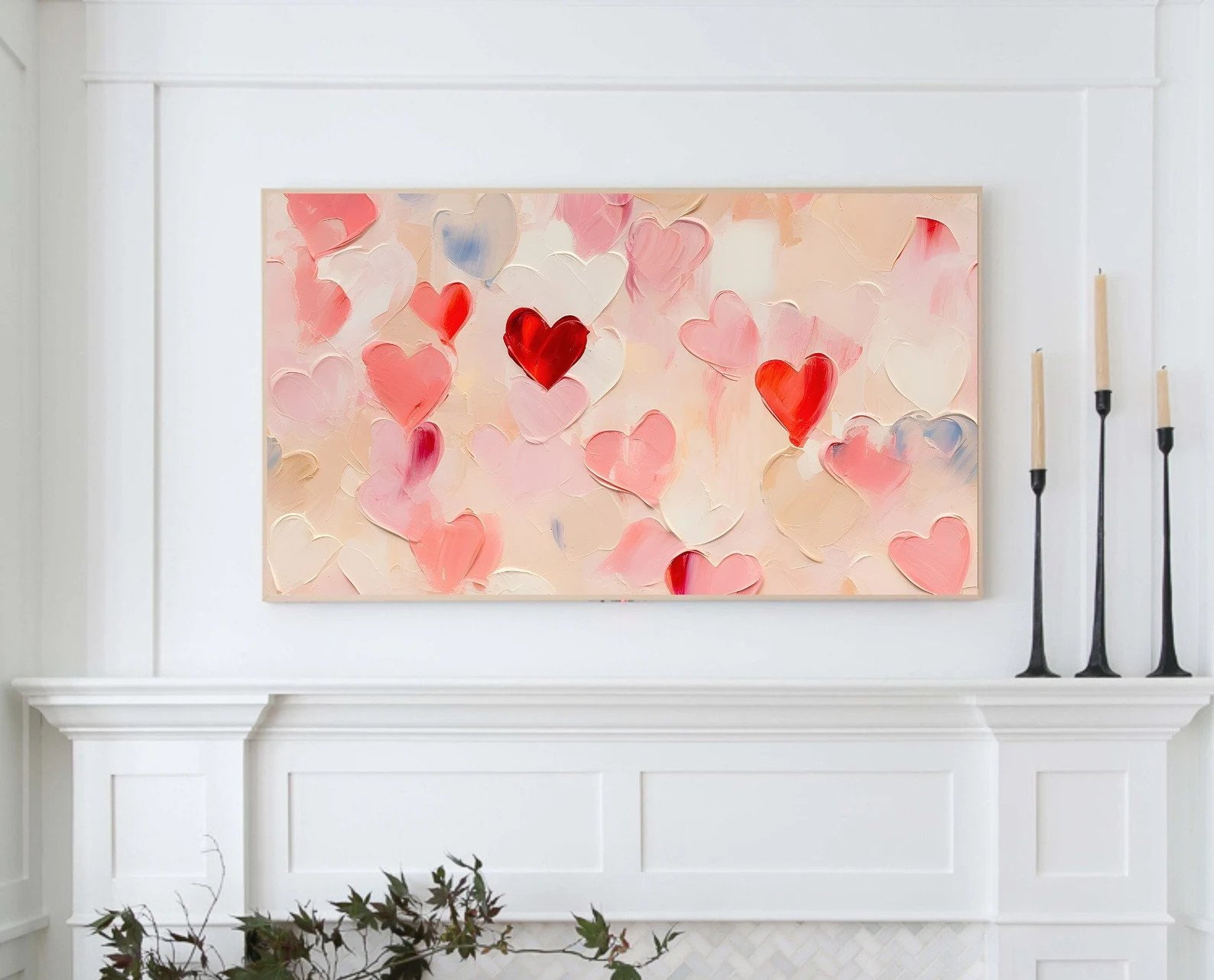 Valentine's Day Frame Tv Art Valentine Hearts Frame Tv Art Abstract Valentines Red Heart Download... | Etsy (US)