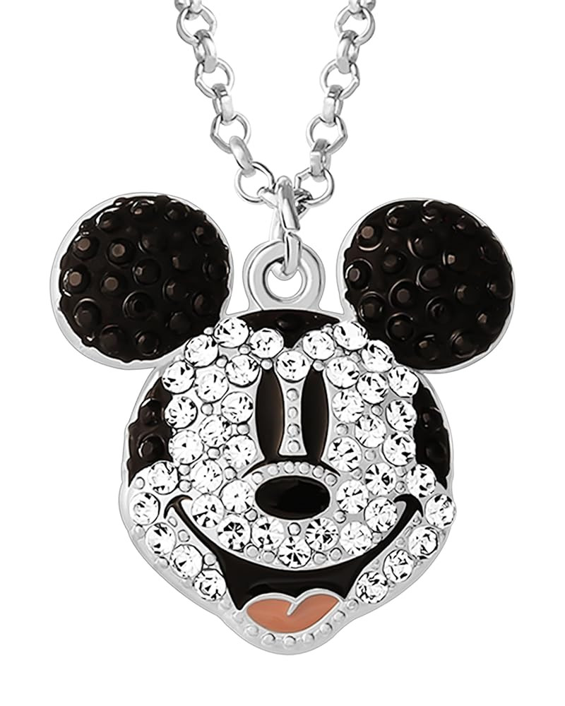 Disney Women’s Minnie and Mickey Mouse Pave Crystal Necklaces – Officially Licensed Jewelry, ... | Amazon (US)