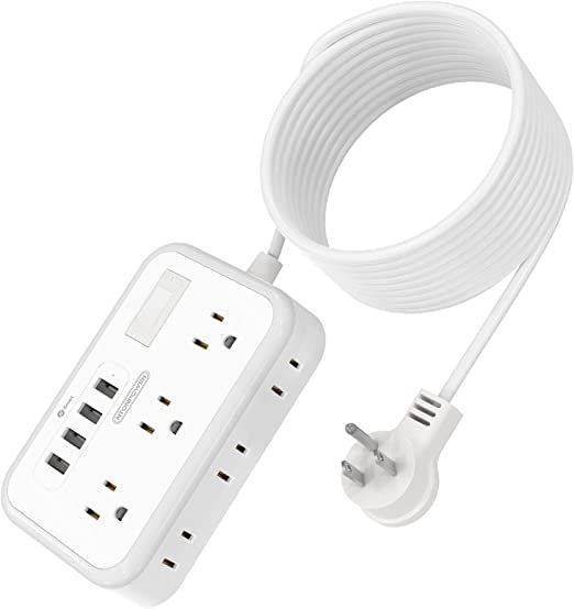 Extension Cord 15 ft, NTONPOWER Flat Plug Power Strip with Long Cord, 6 Widely Spaced Outlets 4 U... | Amazon (US)