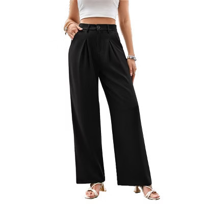 Wide Leg Dress Pants Women's High Waisted Dressy Stretchy Work Pants Pull on Trousers Business Work Office Slacks Trousers,Black - S | Target