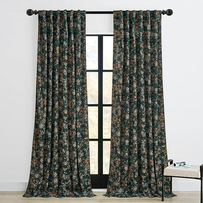 StangH Back Tab Retro Green Curtains Soft Velvet Room Darkening Thermal Insulated Sliding Door Pa... | Amazon (US)