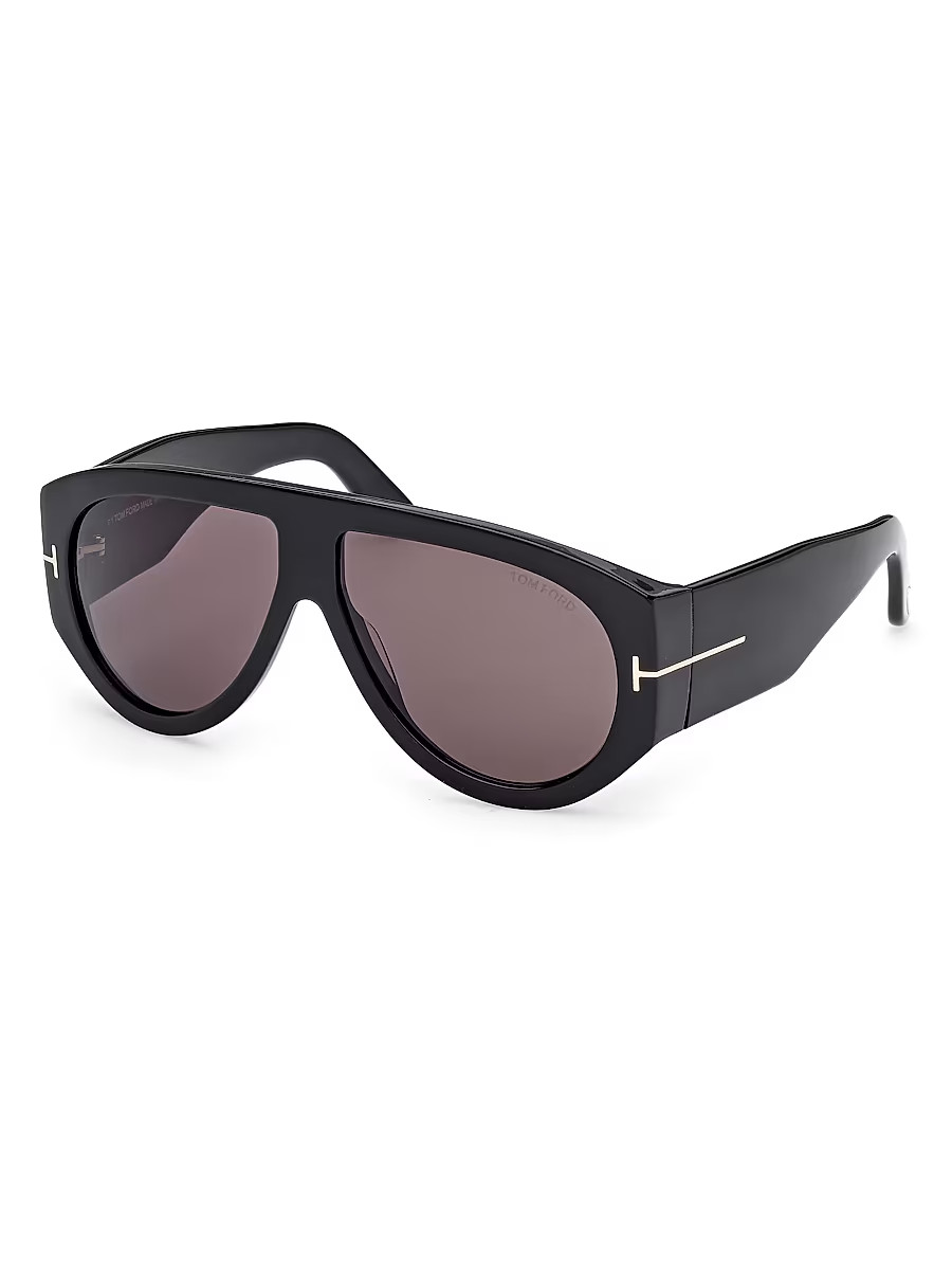Women's Bronson 60MM Pilot Sunglasses - Shiny Black Smoke - Size XL | Saks Fifth Avenue