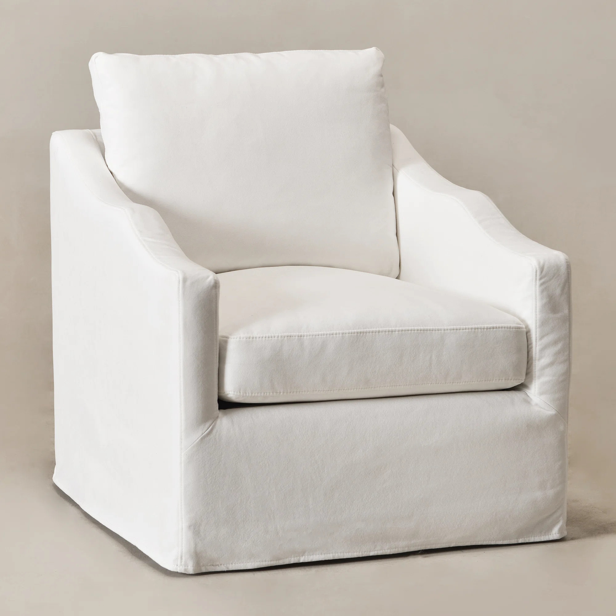 28" Wide Down Fill Upholstered Slipcovered Swivel Barrel Chair | Wayfair North America